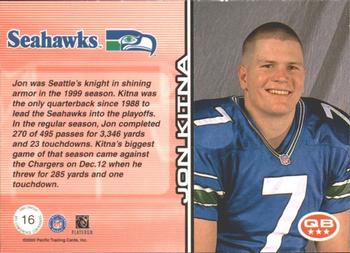 2000 Pacific Omega - AFC Conference Contenders #16 Jon Kitna Back