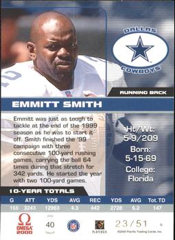 2000 Pacific Omega - Copper #40 Emmitt Smith Back