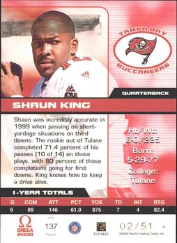 2000 Pacific Omega - Copper #137 Shaun King Back