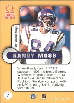 2000 Pacific Omega - Fourth & Goal #7 Randy Moss Back