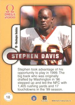 2000 Pacific Omega - Fourth & Goal #18 Stephen Davis Back