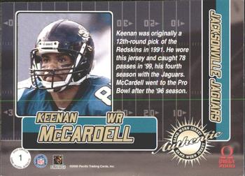 2000 Pacific Omega - Game Worn Jerseys #1 Keenan McCardell Back