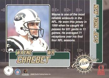 2000 Pacific Omega - Game Worn Jerseys #4 Wayne Chrebet Back
