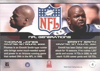 2000 Pacific Omega - NFL Generations #4 Thomas Jones / Emmitt Smith Back