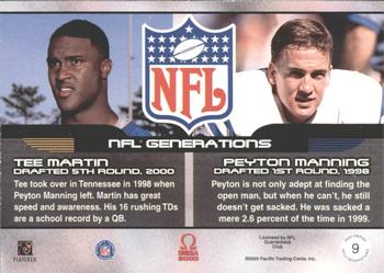 2000 Pacific Omega - NFL Generations #9 Tee Martin / Peyton Manning Back