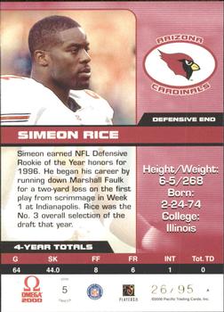 2000 Pacific Omega - Gold #5 Simeon Rice Back