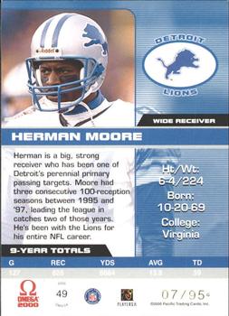 2000 Pacific Omega - Gold #49 Herman Moore Back