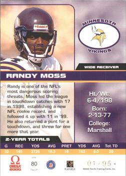 2000 Pacific Omega - Gold #80 Randy Moss Back