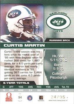 2000 Pacific Omega - Gold #94 Curtis Martin Back