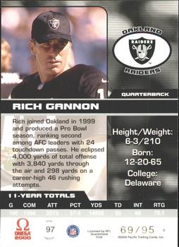 2000 Pacific Omega - Gold #97 Rich Gannon Back