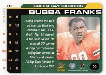 2000 Pacific Paramount - Draft Picks 325 #90 Bubba Franks Back