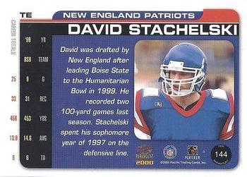 2000 Pacific Paramount - Draft Picks 325 #144 Dave Stachelski Back