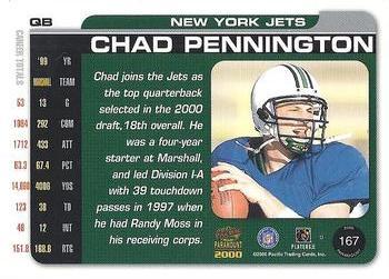 2000 Pacific Paramount - Draft Picks 325 #167 Chad Pennington Back