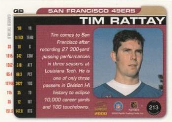 2000 Pacific Paramount - Draft Picks 325 #213 Tim Rattay Back