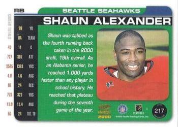 2000 Pacific Paramount - Draft Picks 325 #217 Shaun Alexander Back