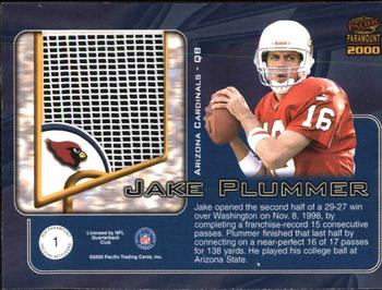 2000 Pacific Paramount - End Zone Net-Fusions #1 Jake Plummer Back