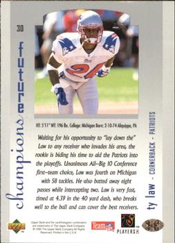 1995 SP Championship #30 Ty Law Back