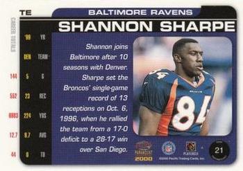 2000 Pacific Paramount - HoloGold #21 Shannon Sharpe Back