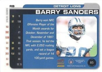 2000 Pacific Paramount - HoloGold #85 Barry Sanders Back