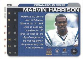 2000 Pacific Paramount - HoloGold #98 Marvin Harrison Back