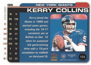 2000 Pacific Paramount - HoloGold #154 Kerry Collins Back