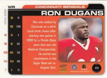 2000 Pacific Paramount - HoloSilver #49 Ron Dugans Back