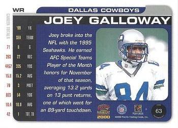 2000 Pacific Paramount - HoloSilver #63 Joey Galloway Back