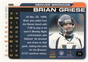 2000 Pacific Paramount - HoloSilver #74 Brian Griese Back