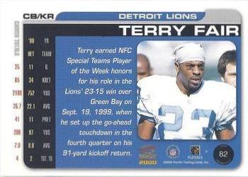 2000 Pacific Paramount - HoloSilver #82 Terry Fair Back