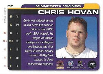 2000 Pacific Paramount - HoloSilver #132 Chris Hovan Back
