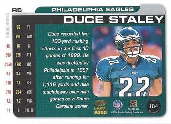 2000 Pacific Paramount - HoloSilver #184 Duce Staley Back