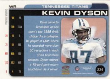 2000 Pacific Paramount - HoloSilver #234 Kevin Dyson Back