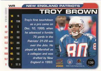 2000 Pacific Paramount - Platinum Blue #139 Troy Brown Back