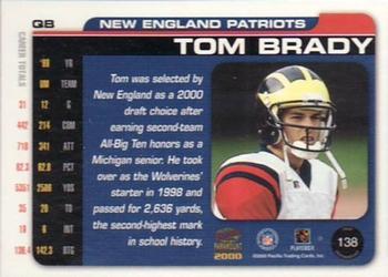 2000 Pacific Paramount - Premiere Date #138 Tom Brady Back