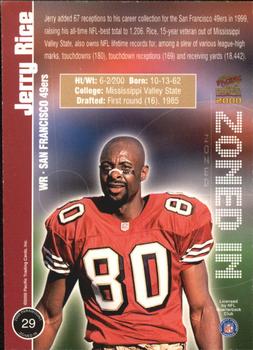 2000 Pacific Paramount - Zoned In #29 Jerry Rice Back