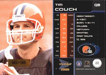 2000 Pacific Prism Prospects - Holographic Blue #22 Tim Couch Back