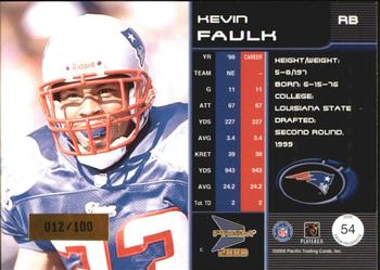 2000 Pacific Prism Prospects - Holographic Blue #54 Kevin Faulk Back