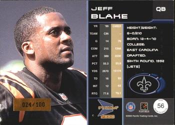 2000 Pacific Prism Prospects - Holographic Blue #56 Jeff Blake Back