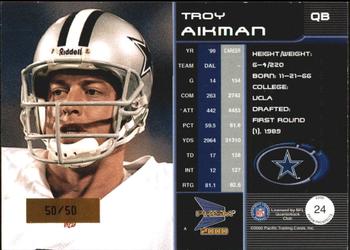 2000 Pacific Prism Prospects - Holographic Gold #24 Troy Aikman Back
