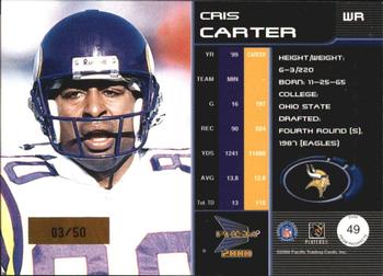 2000 Pacific Prism Prospects - Holographic Gold #49 Cris Carter Back