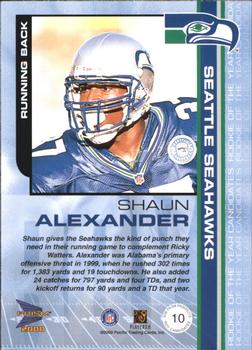 2000 Pacific Prism Prospects - ROY Candidates #10 Shaun Alexander Back