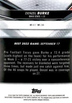 2022-23 Bowman's Best University #65 Denzel Burke Back