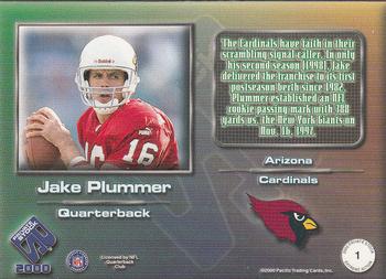 2000 Pacific Private Stock - Extreme Action #1 Jake Plummer Back
