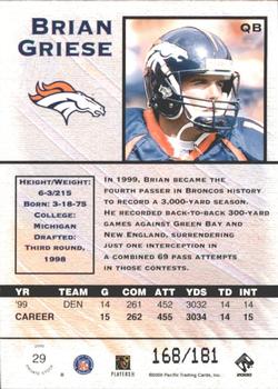 2000 Pacific Private Stock - Gold #29 Brian Griese Back