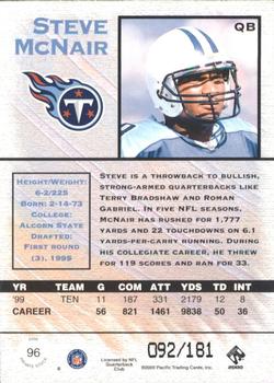 2000 Pacific Private Stock - Gold #96 Steve McNair Back