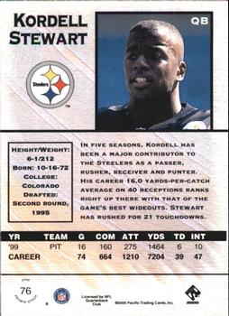 2000 Pacific Private Stock - Premiere Date #76 Kordell Stewart Back