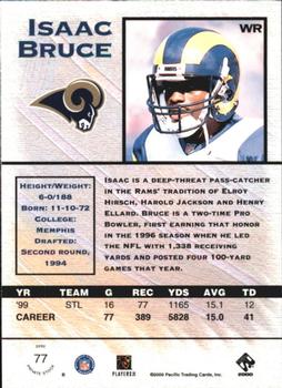 2000 Pacific Private Stock - Premiere Date #77 Isaac Bruce Back