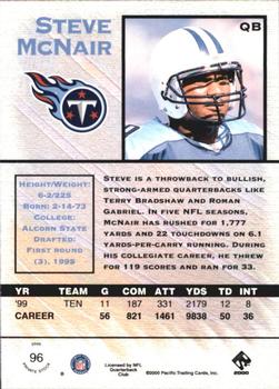 2000 Pacific Private Stock - Premiere Date #96 Steve McNair Back