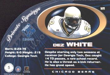 2000 Pacific Private Stock - Private Signings #5 Dez White Back