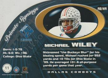 2000 Pacific Private Stock - Private Signings #11 Michael Wiley Back